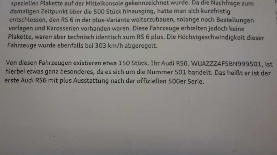 AUDI RS6 Plus Avant Bj.10/2010 4BF, 1tes Fahrzeug NACH der limitierten 500 Plus Serie (Audi A6 C6)