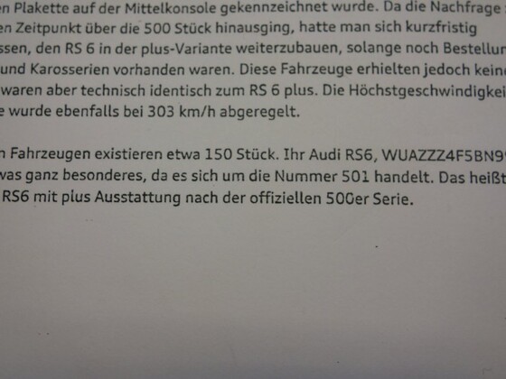 AUDI RS6 Plus Avant Bj.10/2010 4BF, 1tes Fahrzeug NACH der limitierten 500 Plus Serie (Audi A6 C6)